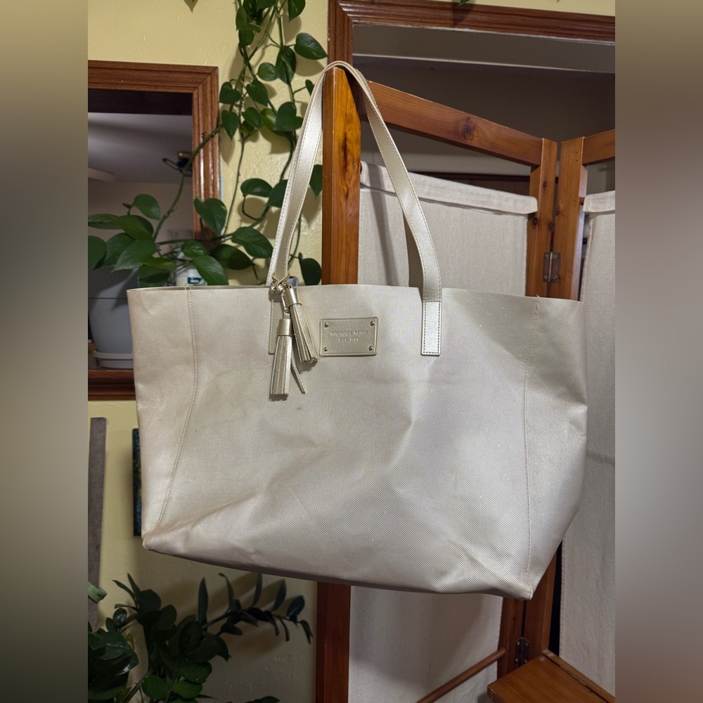 Michael Kors Gold Faux Leather Shopper Tote